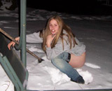 Spying on naked teen peeing near the forest lake
