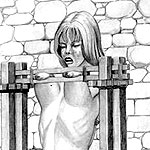 Lucy in pantyhose tied bent over