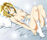 Nervous anime girl discovers she has a penis