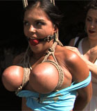 Pamela tied legs spread