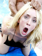 Blond on her knees for a big bj.