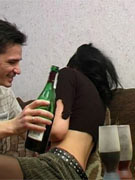 Slutty chick gets so drunk that she pukes while getting fucked from behind by a horny fella