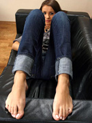 Kinky zee rubs her legs in black  pantyhoses