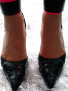 Hot brunette showing her smooth soles